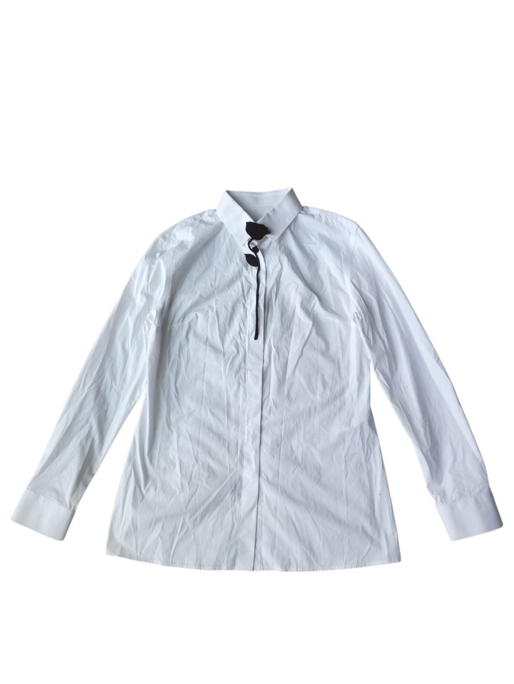 Kkoncept Her Black Rose Tie Shirt Button Down White Medium Nwt — image 3 of 7